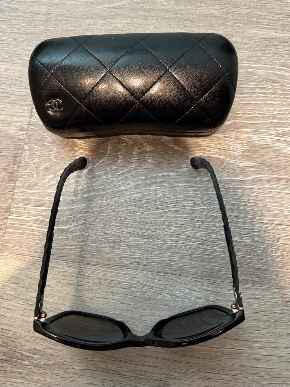 CHANEL Black Quilted-Temple Sunglasses with Logo Case - Picture 5 of 11